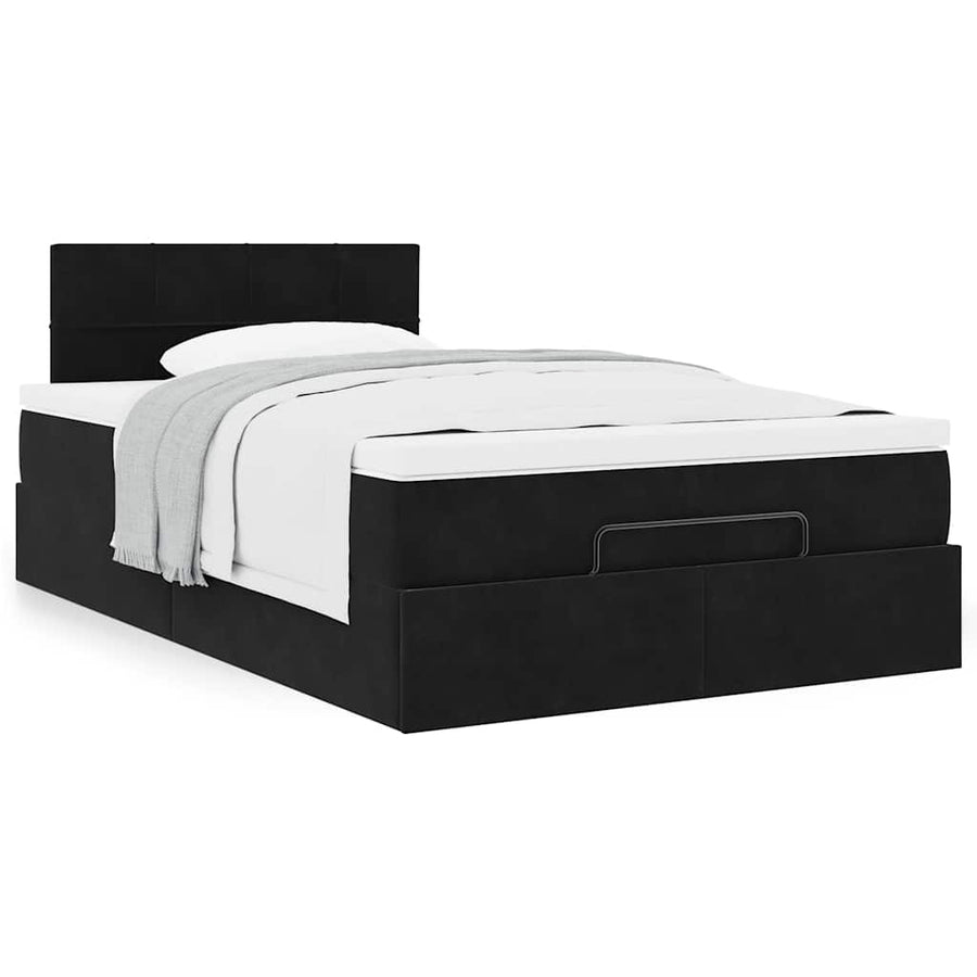 Ottoman bed met matras 120x200cm fluweel zwart