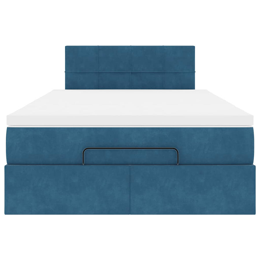 Ottoman bed met matras 120x200cm fluweel donkerblauw