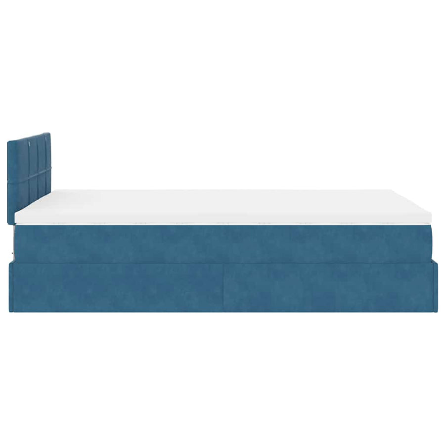 Ottoman bed met matras 120x200cm fluweel donkerblauw