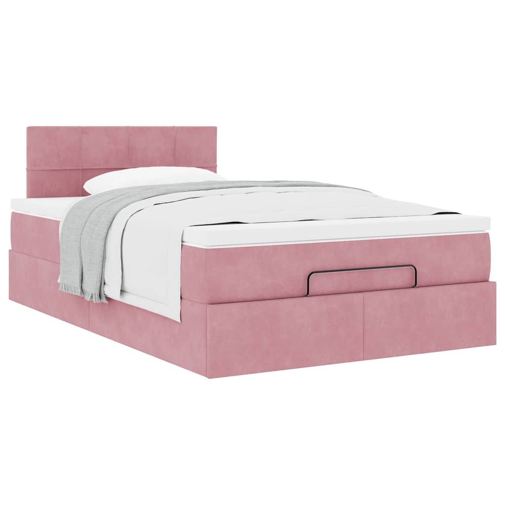 Ottoman bed met matras 120x200cm fluweel roze