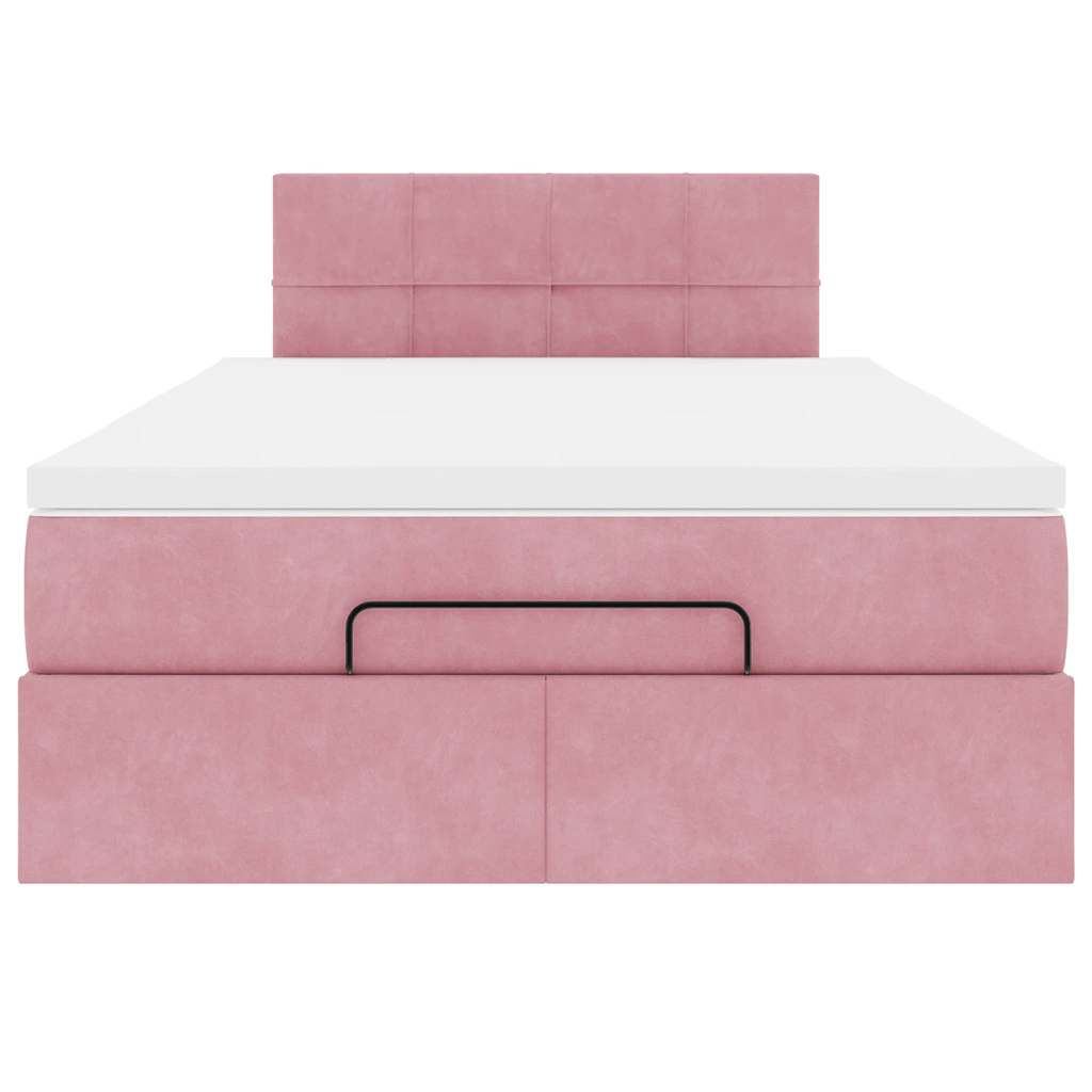 Ottoman bed met matras 120x200cm fluweel roze