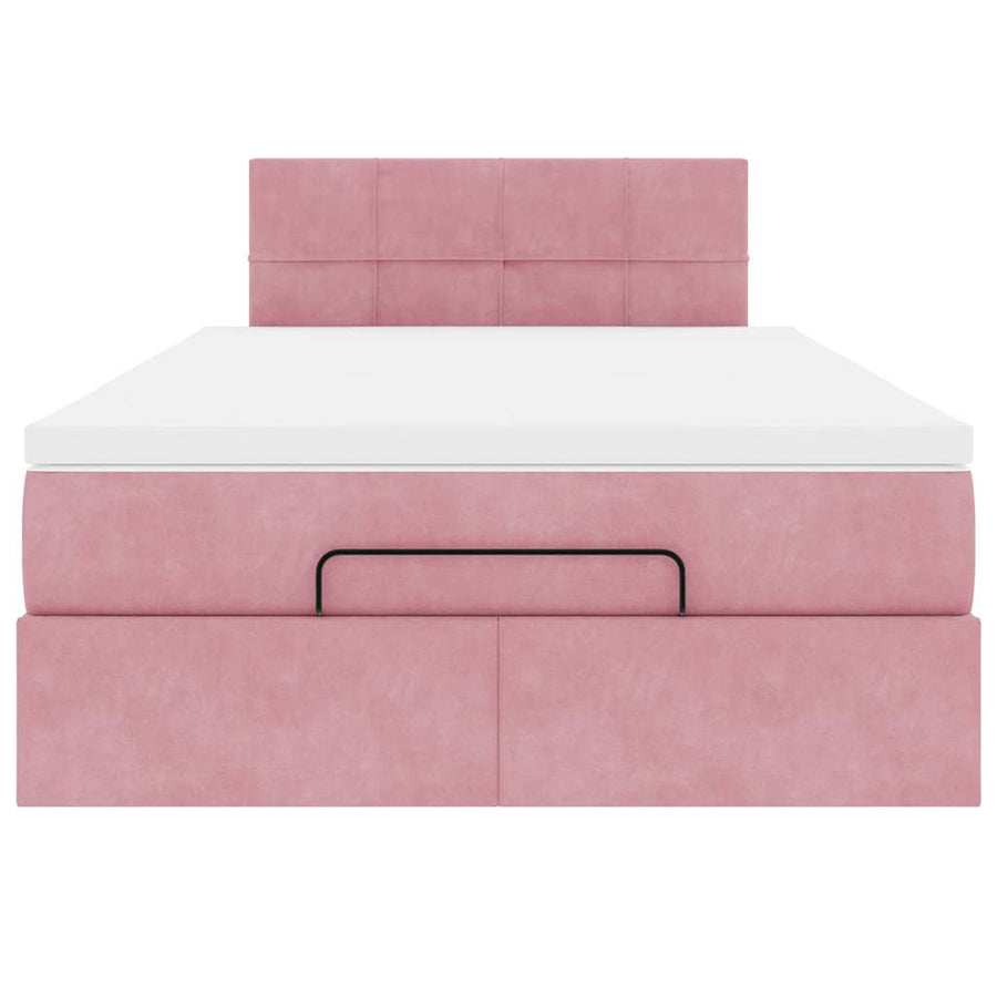 Ottoman bed met matras 120x200cm fluweel roze
