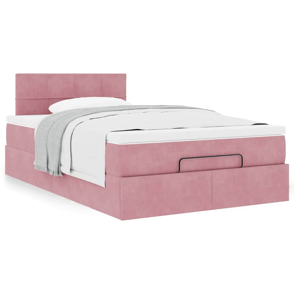 Ottoman bed met matras 120x200cm fluweel roze