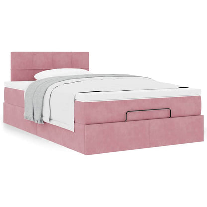 Ottoman bed met matras 120x200cm fluweel roze