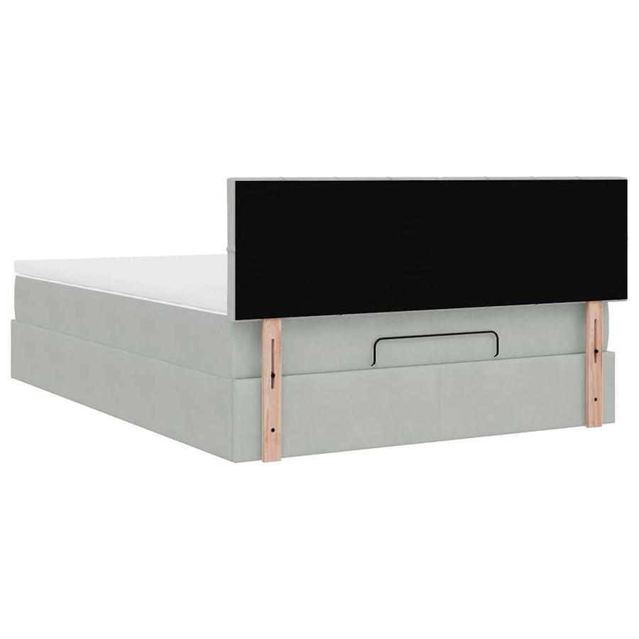 Ottoman bed met matras 140x190cm fluweel lichtgrijs