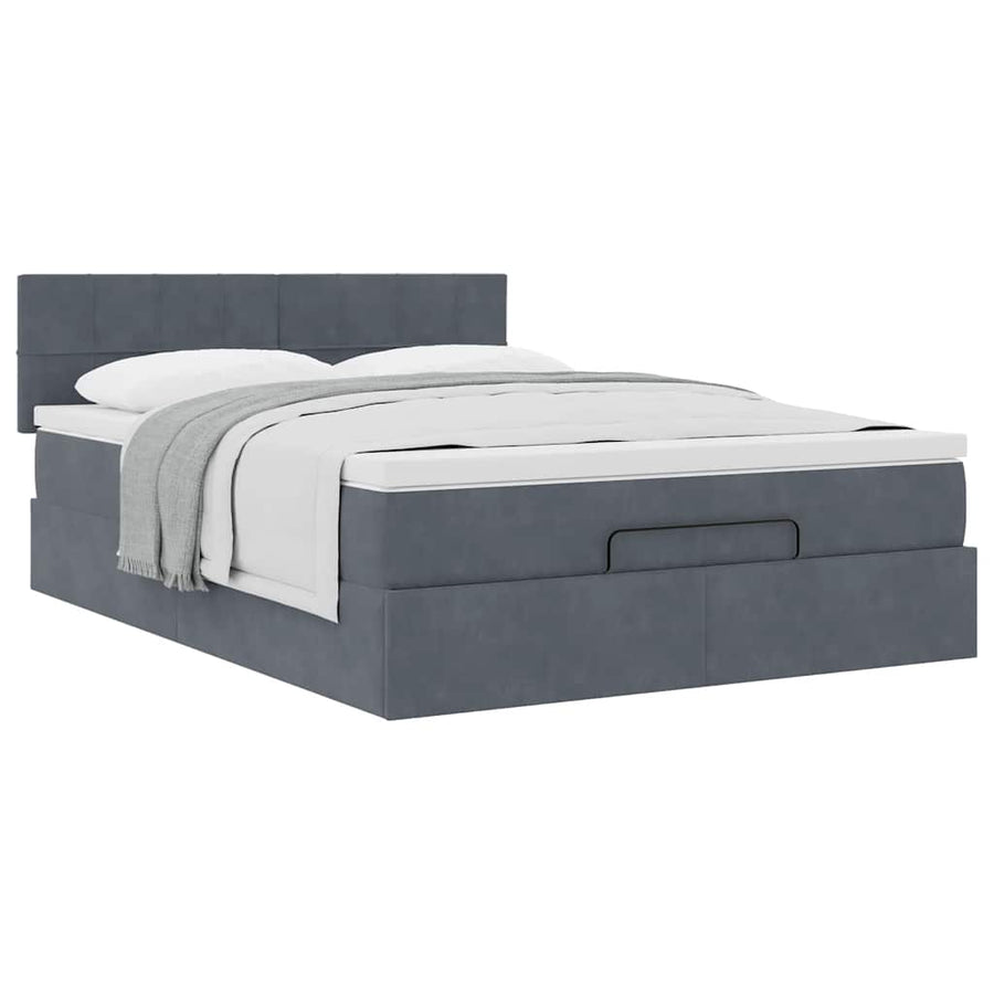 Ottoman bed met matras 140x190cm fluweel donkergrijs