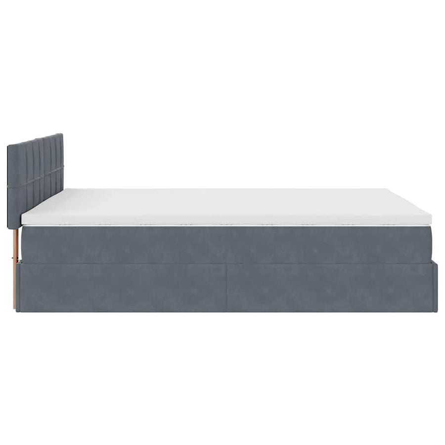 Ottoman bed met matras 140x190cm fluweel donkergrijs