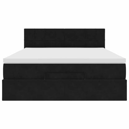 Ottoman bed met matras 140x190cm fluweel zwart