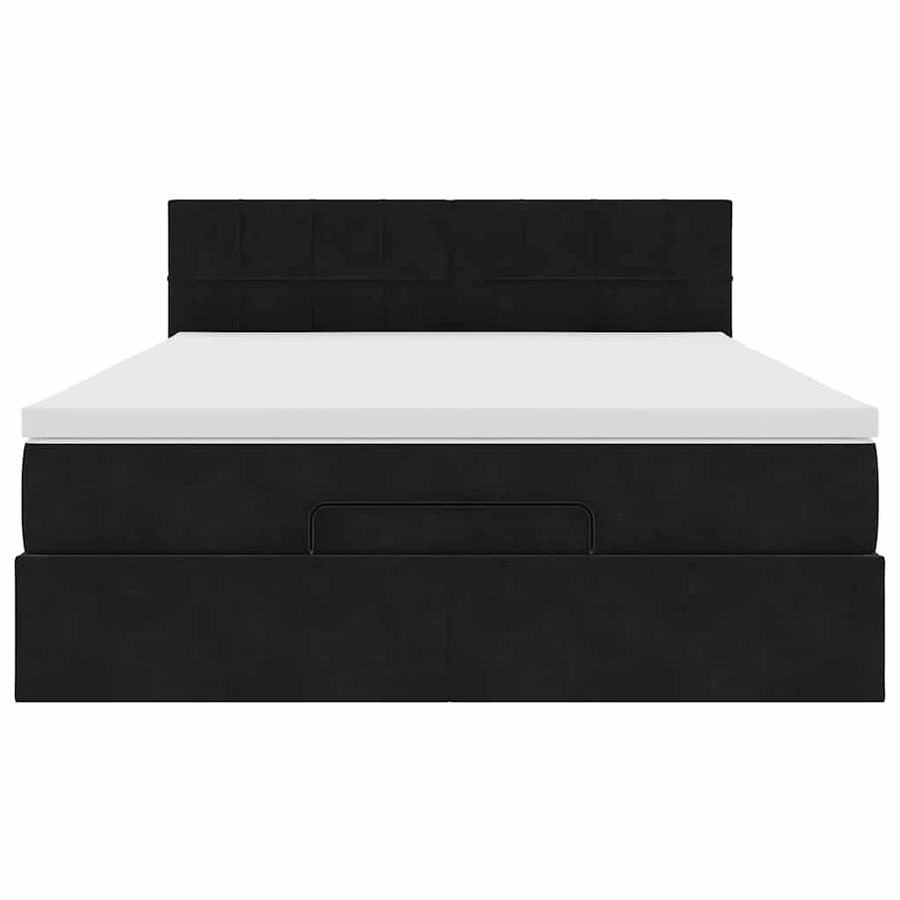 Ottoman bed met matras 140x190cm fluweel zwart