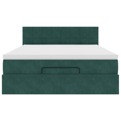 Ottoman bed met matras 140x190cm fluweel donkergroen