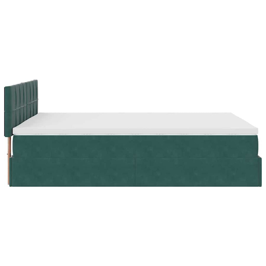 Ottoman bed met matras 140x190cm fluweel donkergroen