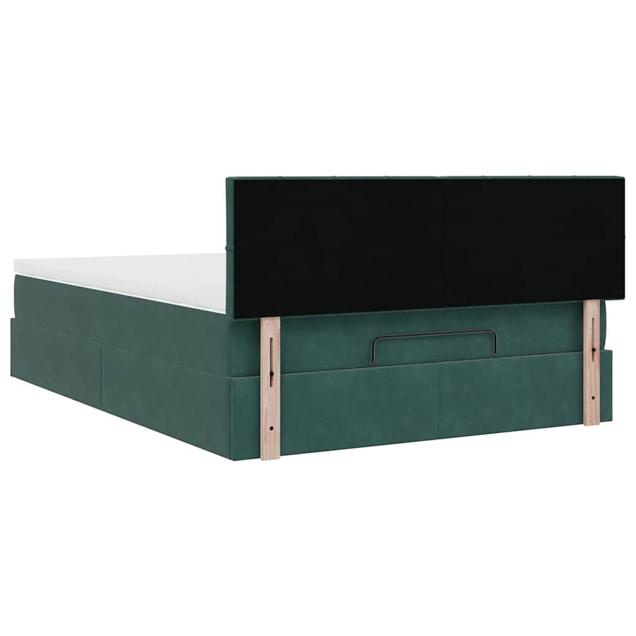 Ottoman bed met matras 140x190cm fluweel donkergroen