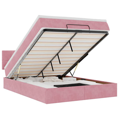 Ottoman bed met matras 140x190cm fluweel roze