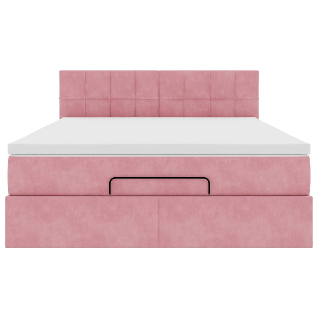 Ottoman bed met matras 140x190cm fluweel roze
