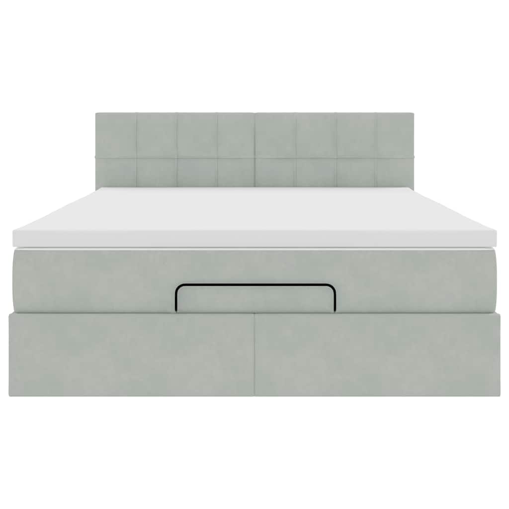 Ottoman bed met matras 140x200cm fluweel lichtgrijs
