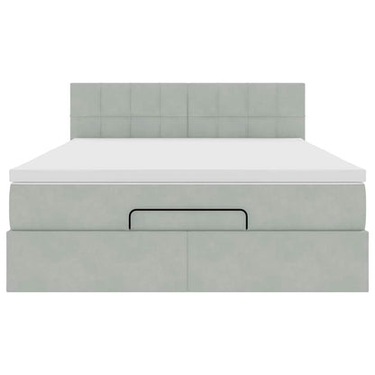 Ottoman bed met matras 140x200cm fluweel lichtgrijs