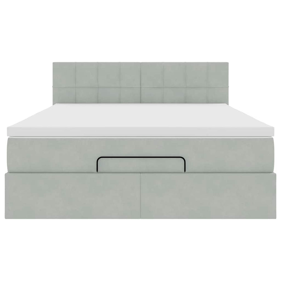 Ottoman bed met matras 140x200cm fluweel lichtgrijs
