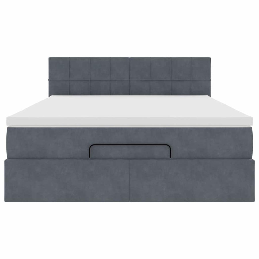 Ottoman bed met matras 140x200cm fluweel donkergrijs