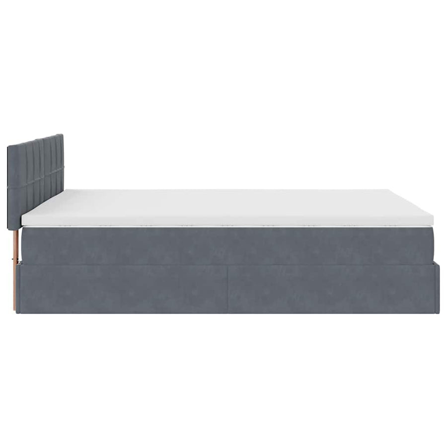 Ottoman bed met matras 140x200cm fluweel donkergrijs