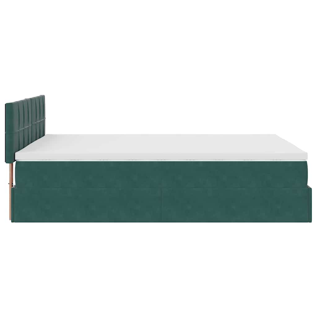 Ottoman bed met matras 140x200cm fluweel donkergroen