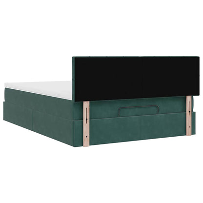 Ottoman bed met matras 140x200cm fluweel donkergroen