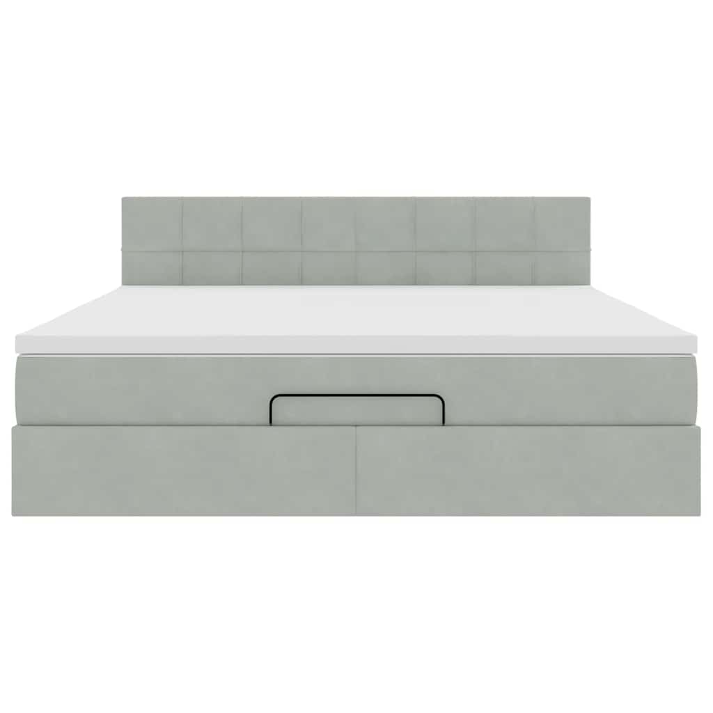 Ottoman bed met matras 160x200cm fluweel lichtgrijs