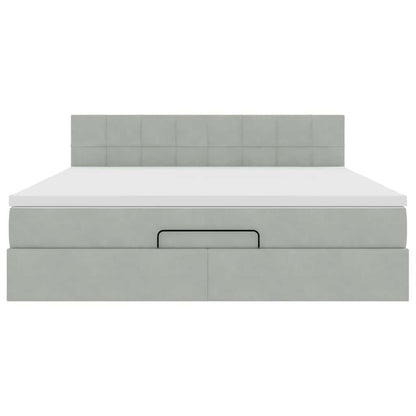 Ottoman bed met matras 160x200cm fluweel lichtgrijs
