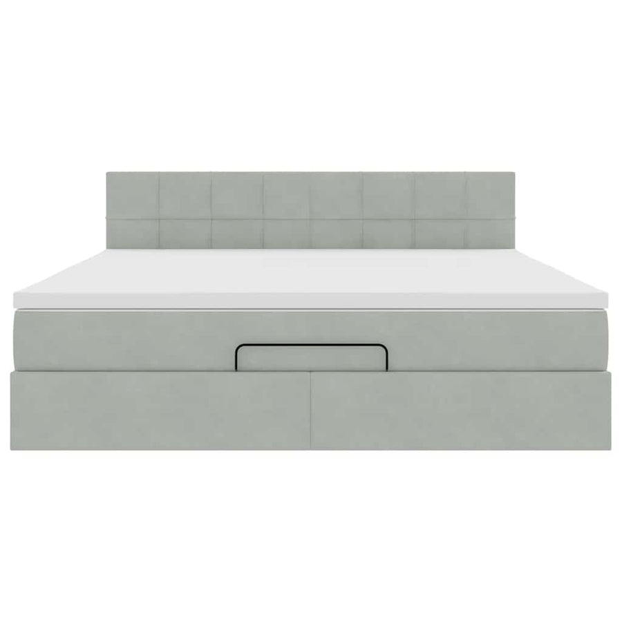 Ottoman bed met matras 160x200cm fluweel lichtgrijs