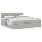 Ottoman bed with mattress 160x200cm velvet light grey