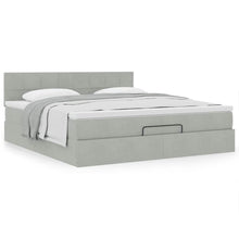 Ottoman bed met matras 160x200cm fluweel lichtgrijs