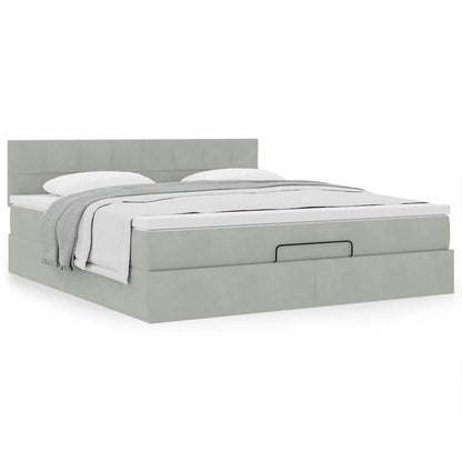 Ottoman bed met matras 160x200cm fluweel lichtgrijs