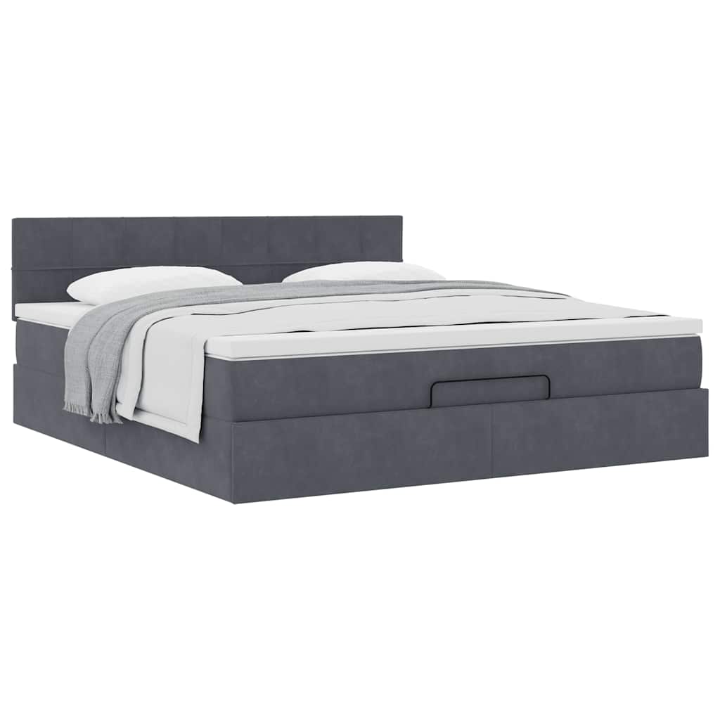 Ottoman Bed Met Matras 160X200Cm Fluweel 160 x 200 cm Donkergrijs