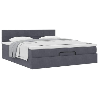 Ottoman Bed Met Matras 160X200Cm Fluweel 160 x 200 cm Donkergrijs