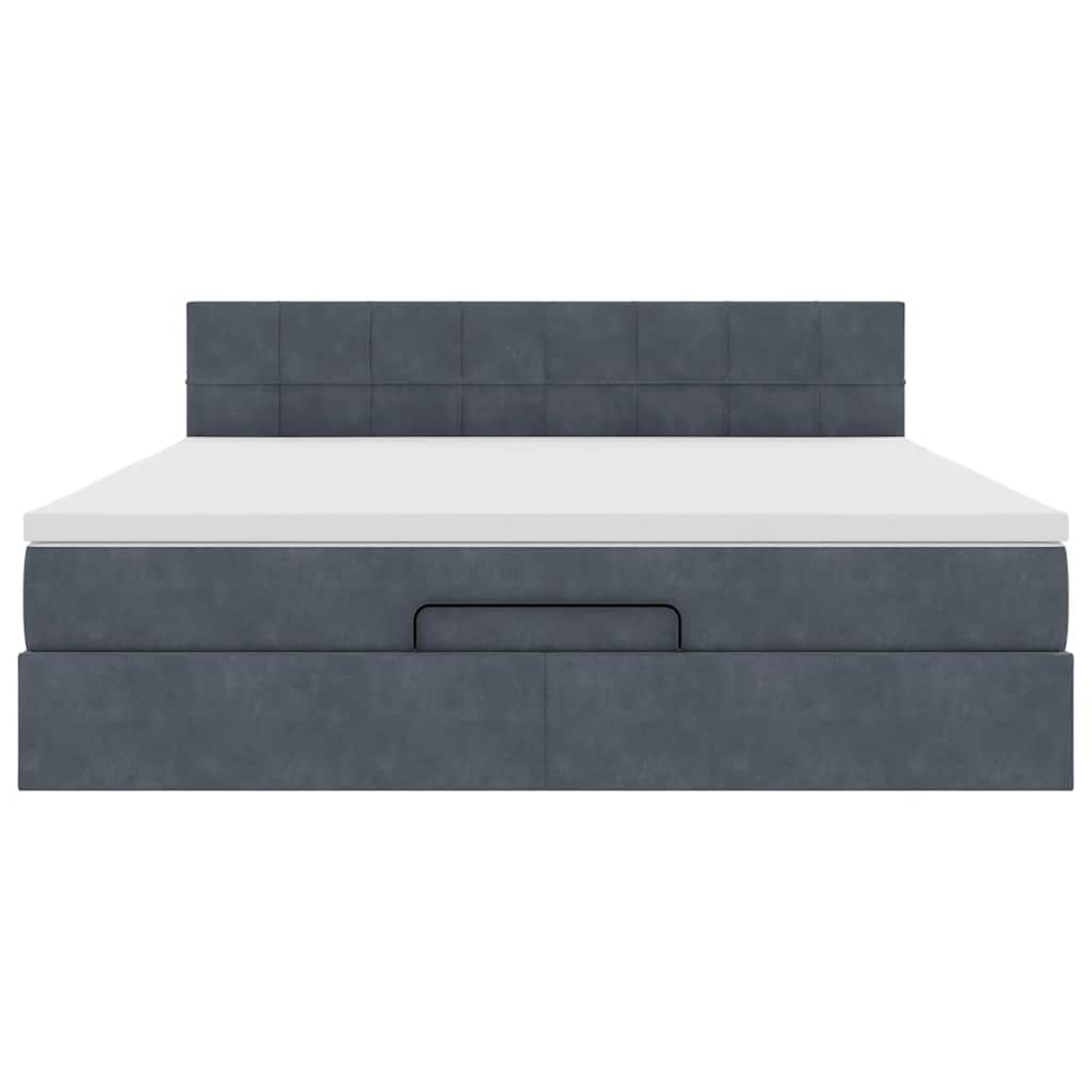 Ottoman Bed Met Matras 160X200Cm Fluweel 160 x 200 cm Donkergrijs