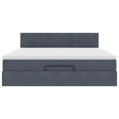 Ottoman Bed Met Matras 160X200Cm Fluweel 160 x 200 cm Donkergrijs