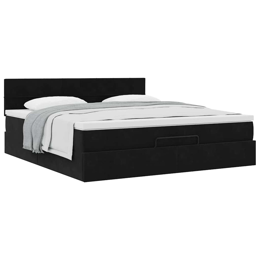 Ottoman bed met matras 160x200cm fluweel zwart