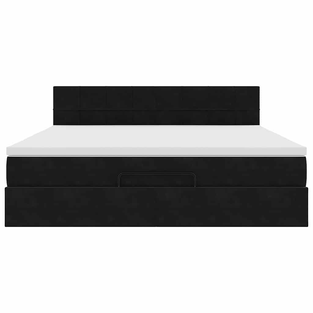 Ottoman bed met matras 160x200cm fluweel zwart