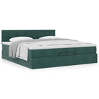 Ottoman bed with mattress 160x200cm velvet dark green