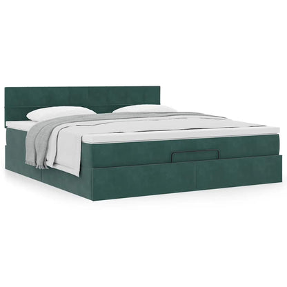 Ottoman bed met matras 160x200cm fluweel donkergroen