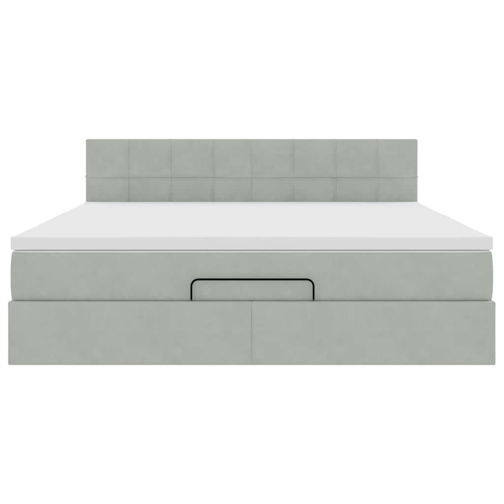 Ottoman bed met matras 180x200cm fluweel lichtgrijs