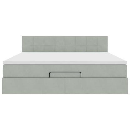 Ottoman bed met matras 180x200cm fluweel lichtgrijs