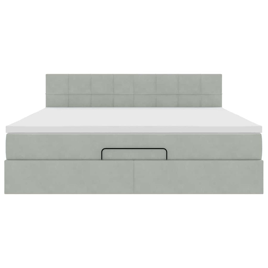 Ottoman bed met matras 180x200cm fluweel lichtgrijs