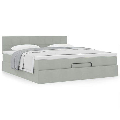 Ottoman bed met matras 180x200cm fluweel lichtgrijs