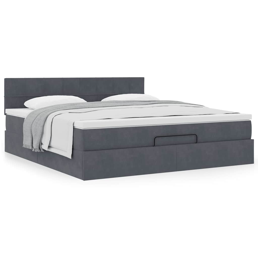 Ottoman bed met matras 180x200cm fluweel donkergrijs