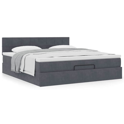 Ottoman bed met matras 180x200cm fluweel donkergrijs