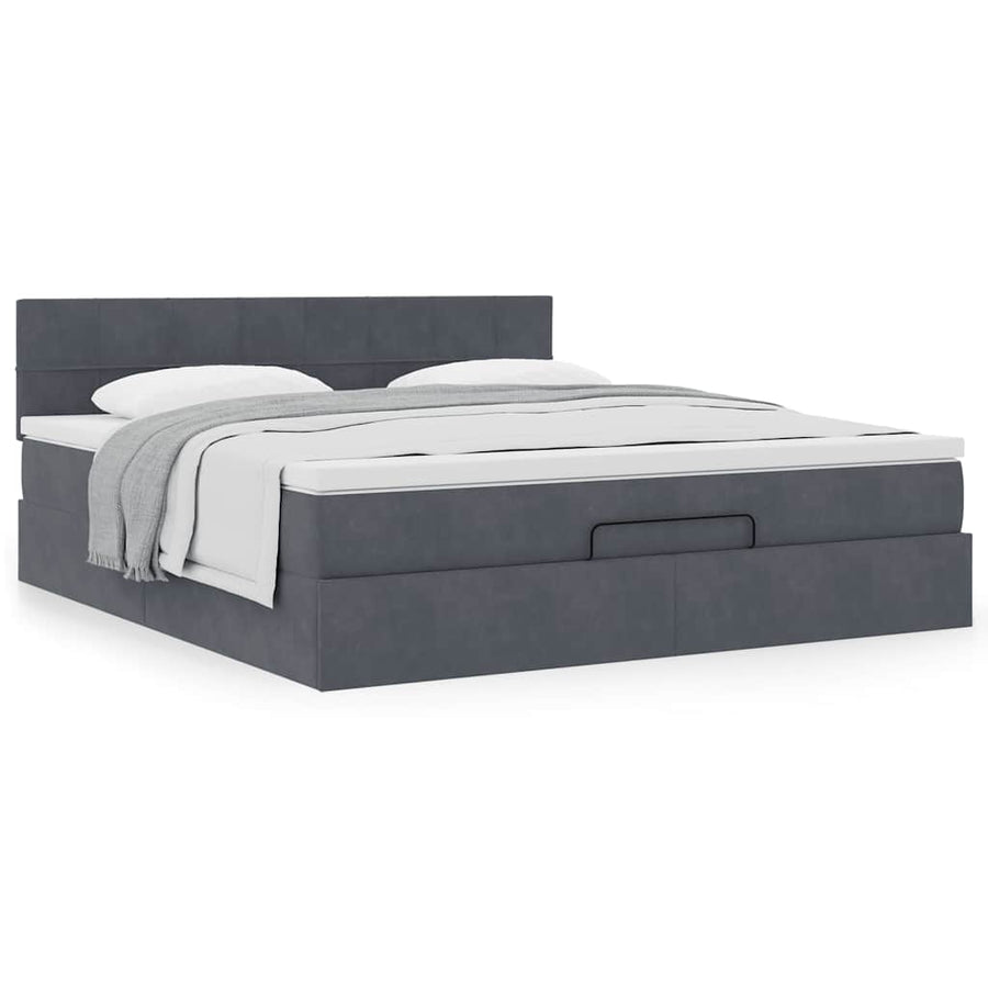 Ottoman bed met matras 180x200cm fluweel donkergrijs