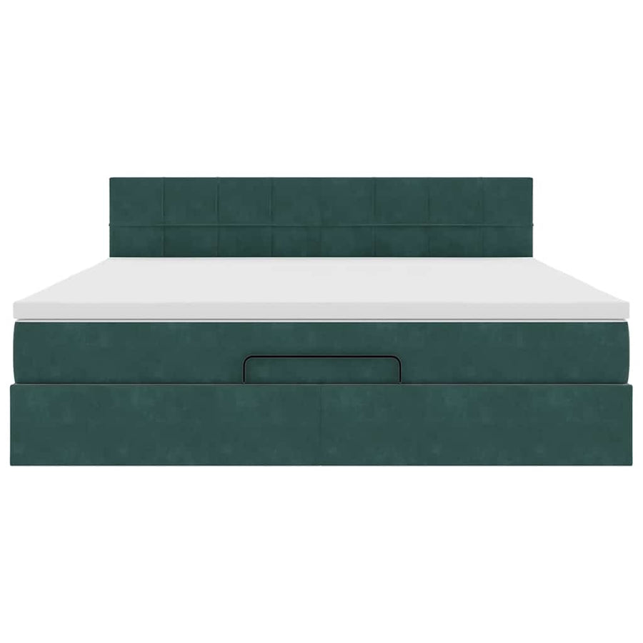 Ottoman bed met matras 180x200 cm fluweel donkergroen