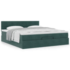 Ottoman bed with mattress 180x200 cm velvet dark green