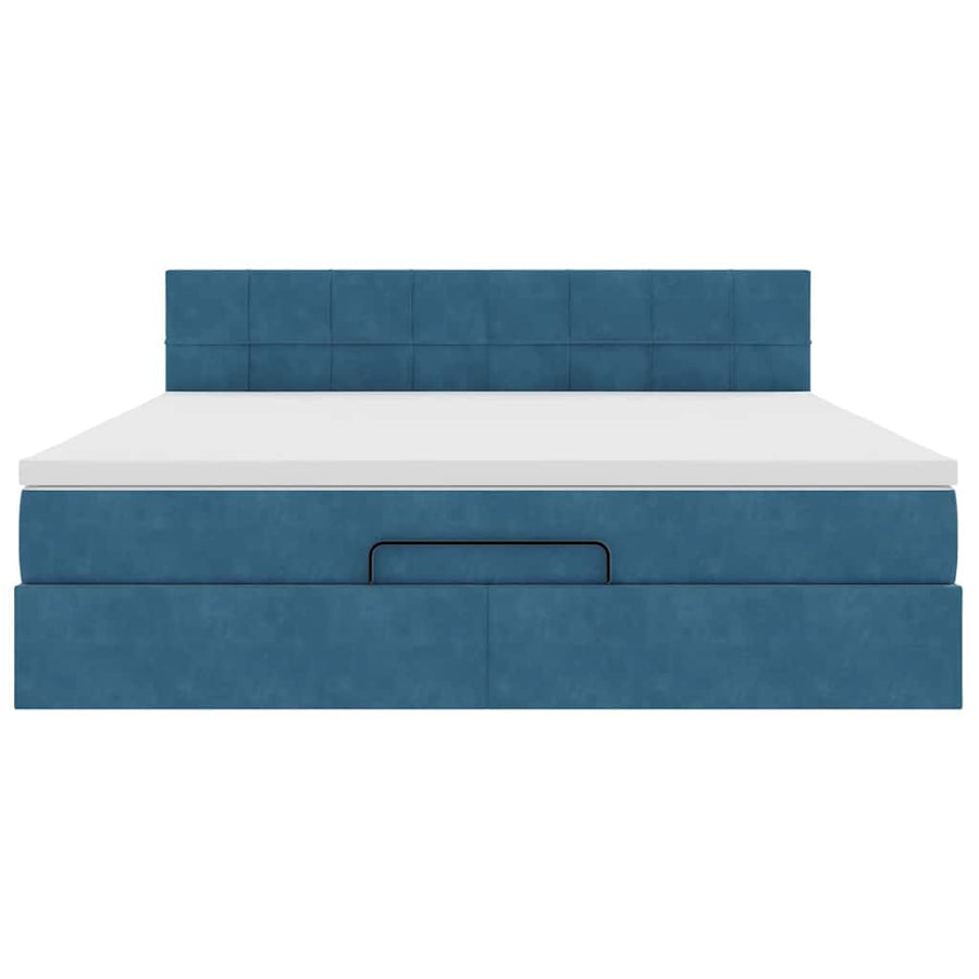 Ottoman bed met matras 180x200 cm fluweel donkerblauw