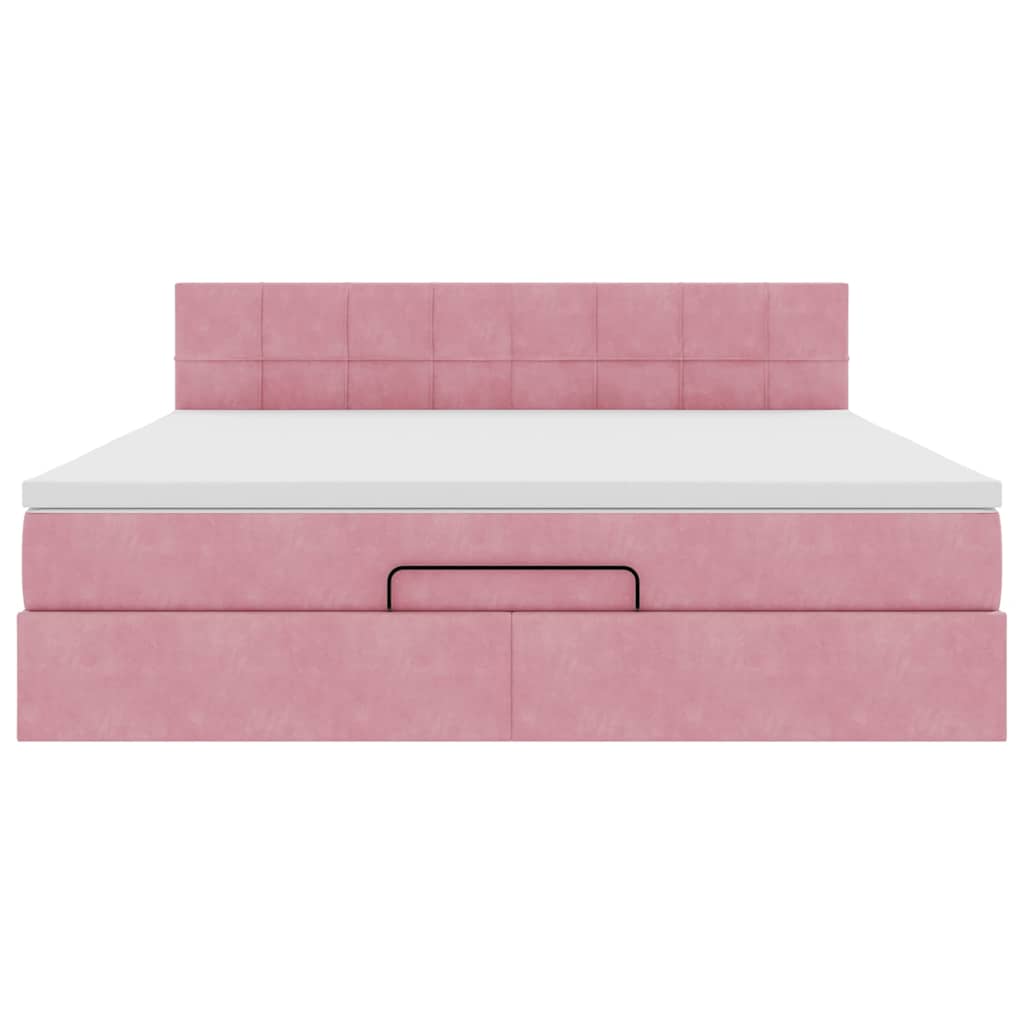 Ottoman bed met matras 180x200 cm fluweel roze